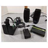 Logitech S120 2.0 speakers, Plantronics CS540