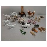 Ceramic figurines: cows, unicorns,  elephant &