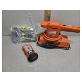 Sander, stud finder, stapler
