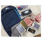 backpack, new dry erase markers, playing cards