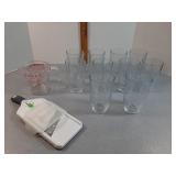10- glasses,  slicer & liquid measure