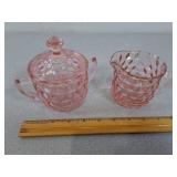 Vintage Pink Depression Glass Cream & Sugar Bowl