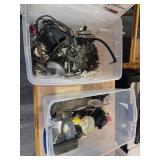 2 totes of chevy Small block car parts,