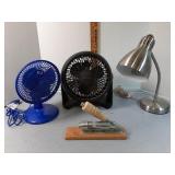 Fans, desk lamp & nutcracker