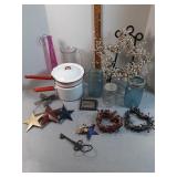 Enamelware double boiler,  Ball jars & decor