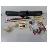 Pool Cue with Case, Playing Cards- Harley