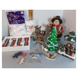 Christmas village pieces , snowman & more
