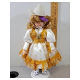 15" Vintage Cowgirl Doll, Western Porcelain Doll,