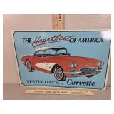 Corvette metal embossed sign