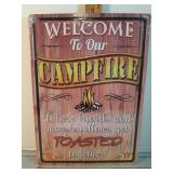 12" x 17" new metal sign Welcome to our  campfire