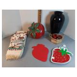 Strawberry decor,  cookie jar,  vase and more