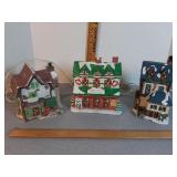 3- Lighted Christmas Village pieces