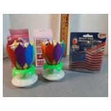 USA flag led light & birthday candle flower