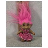Troll doll pokadot skirt, pink hair