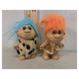 Troll dolls cavemen pair blue/orange hair