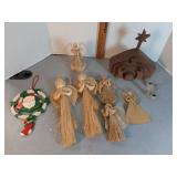 Wooden nativity & folkart