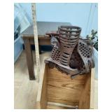>antique cast-iron hand-crank corn sheller & end
