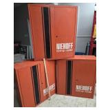 3 vtg Niehoff mechanics cabinets metal shelf