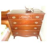 4 DRAWER CHEST DRESSER WHEAT PATTERN INLAY