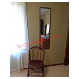 WARDROBE MIRROR & WOOD CHAIR