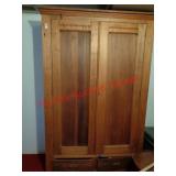 ANTIQUE WOOD WARDROBE CABINET - PINE?