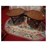 2 MATCHING DREXEL END TABLES ON CASTERS & RUG