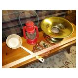 DIETZ LANTERN, BRASS SPITTOON, LADLE +