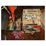 CRAFT SUPPLIES IN TACKLE BOX & METAL FILE BOX