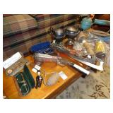 ANTIQUE ITEMS - GLASSES, IRON, WOOD SPOON +++