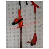 HEDGE TRIMMER, WEEDEATER, CONTENTS OF CUPBOARD