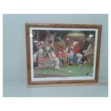 > The Hustler pool game dog framed picture