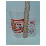 2 vintage glasses - Holsum iced tea, Frigidaire