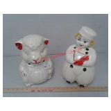 2 antique cookie jars - broken & repaired as