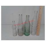 4 glass soda pop bottles - smile, dr