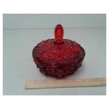 Dalzell Viking Glass red candy dish with lid
