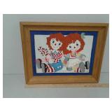 Raggedy Ann and Andy framed canvas painting