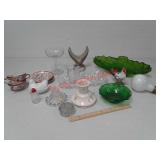 Glassware, porcelain light fixture, hen on a
