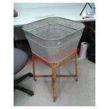 Square galvanized Wash Tub on stand