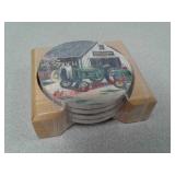 Set of 4 John Deere tractor stoneware coasters