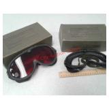 2 military goggles and boxes (one missing lens)