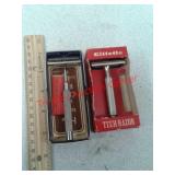 2 vintage straight razors Christy and Gillette