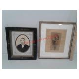 Antique gentleman photo & 1908 pencil drawing