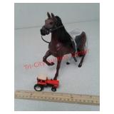 Plastic toy horse and Allis Chalmers 7045 metal