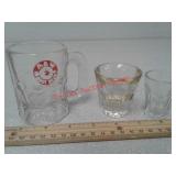 Small A&W Root Beer glass mug and 2 glass shot