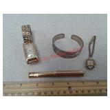 2 Bulova wrist watches, fountain pen, 925