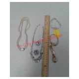 Costume jewelry necklace and earring set, 2