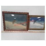 2 framed lone wolf pictures