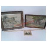 Antique "Cottage By the Sea" framed picture,