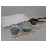 Porcelain double boiler top, pan, green cast iron