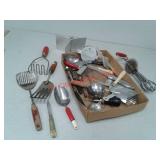 Vintage kitchen utensils - wood handled, Burger